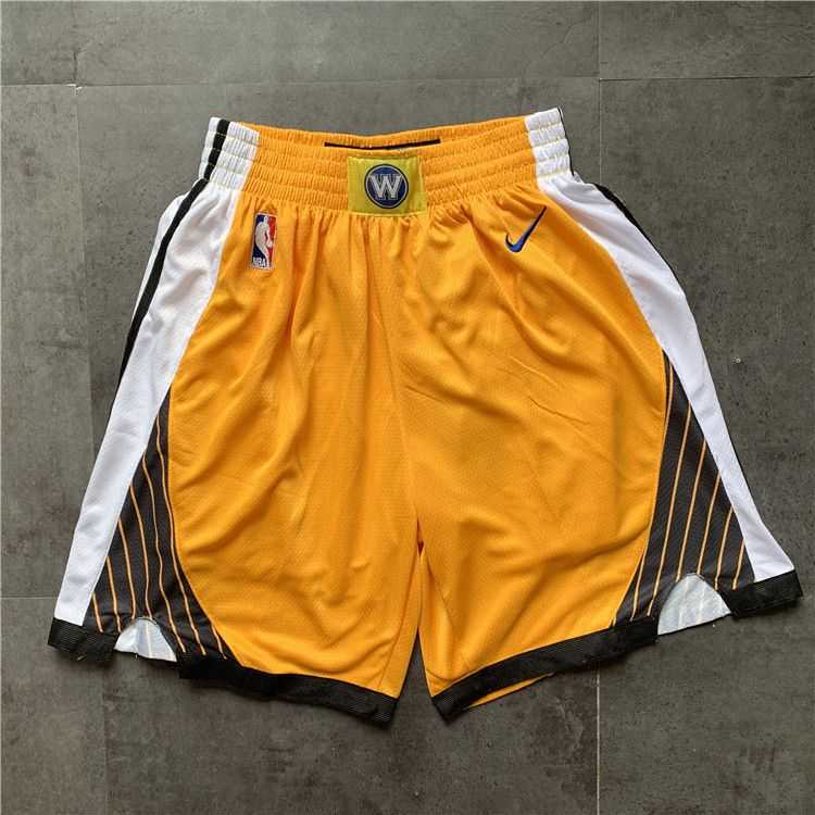 Men NBA Golden State Warriors yellow Nike Shorts 0416